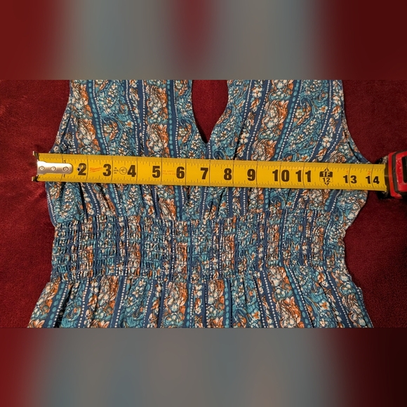 Bohemian Blue and Orange Wide-Leg Jumpsuit - Picture 6 of 7